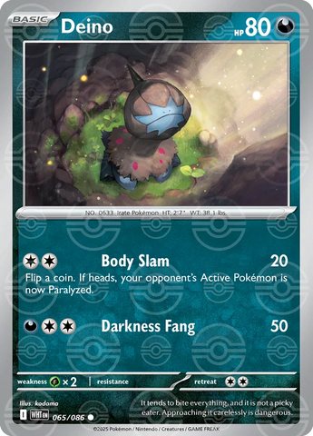 Deino (Poke Ball Pattern) 065/086  - Holofoil SV White Flare