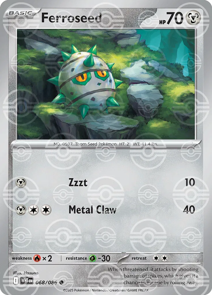 Ferroseed (Poke Ball Pattern) 068/086 - Holofoil SV White Flare