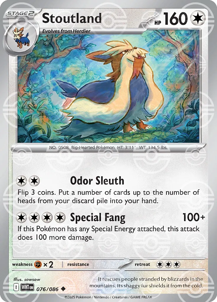 Stoutland (Poke Ball Pattern) 076/086  - Holofoil SV White Flare