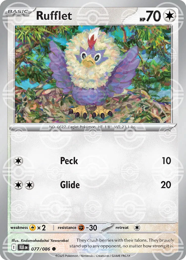 Rufflet (Poke Ball Pattern) 077/086  - Holofoil SV Black Bolt