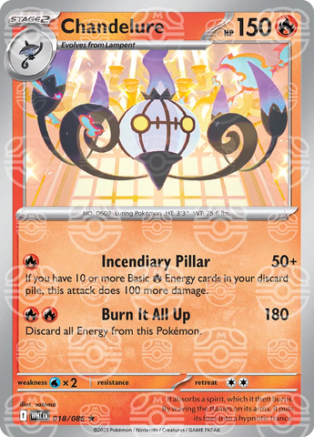 Chandelure (Master Ball Pattern) 018/086  - Holofoil SV White Flare