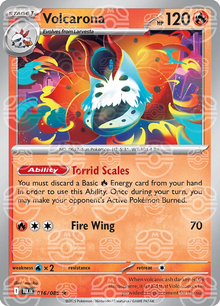 Volcarona (Master Ball Pattern) 016/086  - Holofoil SV Black Bolt