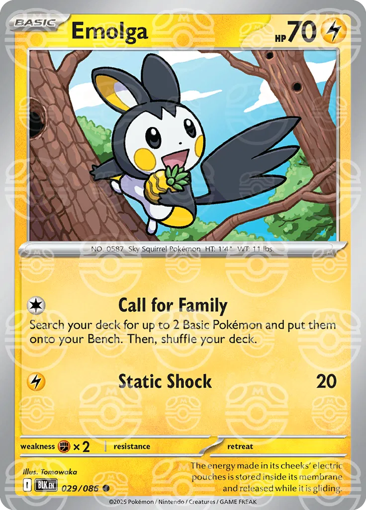 Emolga (Master Ball Pattern) 029/086  - Holofoil SV Black Bolt