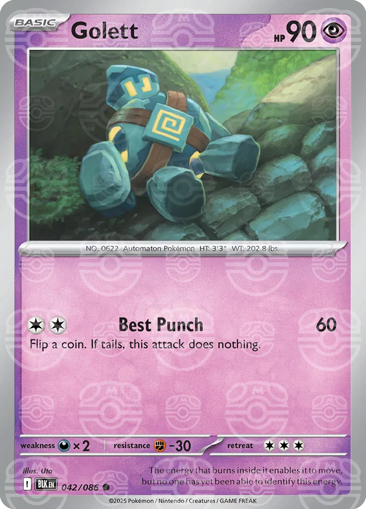 Golett (Master Ball Pattern) 042/086  - Holofoil SV Black Bolt