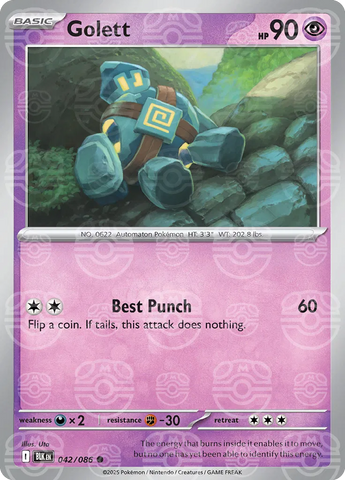 Golett (Master Ball Pattern) 042/086  - Holofoil SV Black Bolt