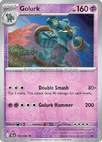 Golurk (Master Ball Pattern) 043/086  - Holofoil SV Black Bolt