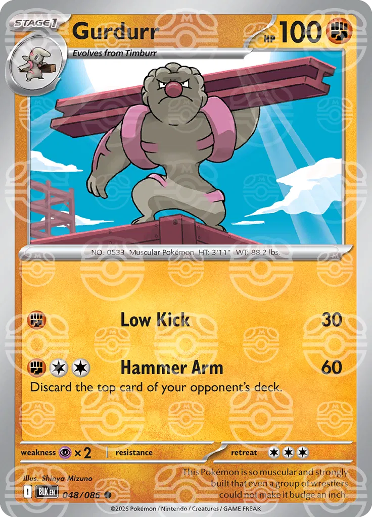 Gurdurr (Master Ball Pattern) 048/086  - Holofoil SV Black Bolt