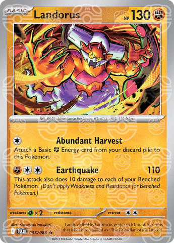 Landorus (Master Ball Pattern) 053/086  - Holofoil SV Black Bolt