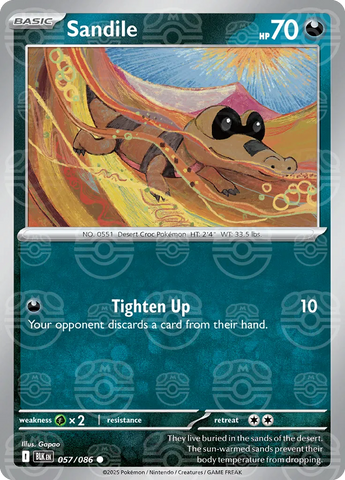 Sandile (Master Ball Pattern) 057/086  - Holofoil SV Black Bolt