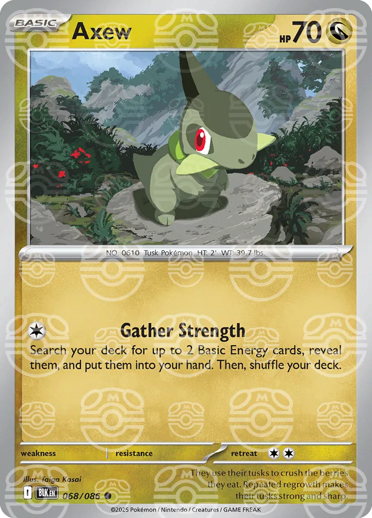 Axew (Master Ball Pattern) 068/086  - Holofoil SV Black Bolt
