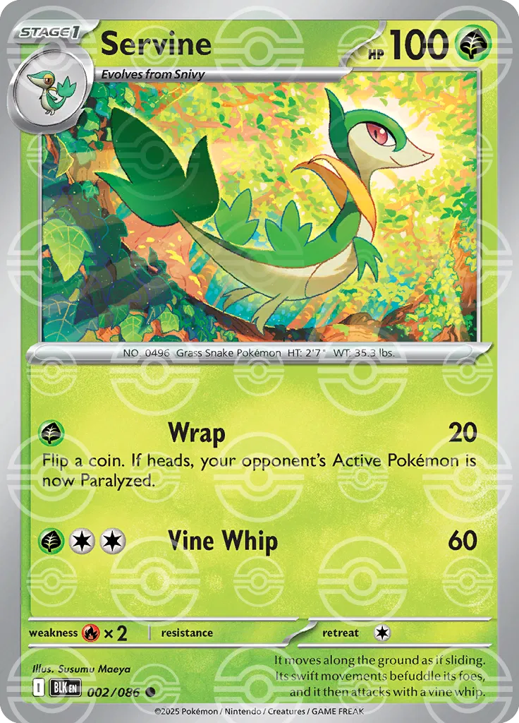 Servine (Poke Ball Pattern) 002/086 - Holofoil SV Black Bolt