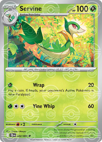 Servine (Poke Ball Pattern) 002/086 - Holofoil SV Black Bolt