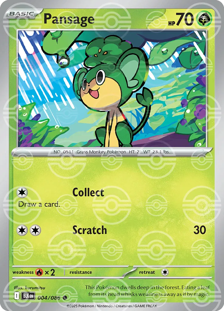 Pansage (Poke Ball Pattern) 004/086 - Holofoil SV Black Bolt