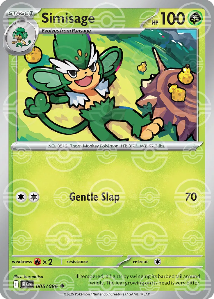 Simisage (Poke Ball Pattern) 005/086  - Holofoil SV Black Bolt