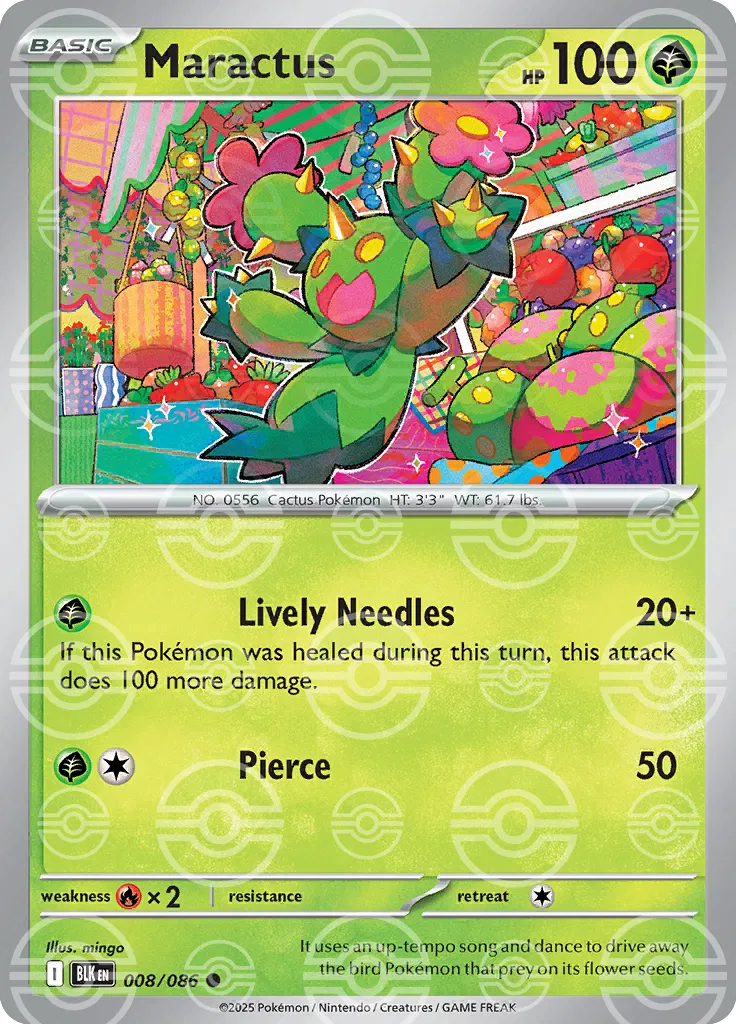 Maractus (Poke Ball Pattern) 008/086  - Holofoil SV Black Bolt