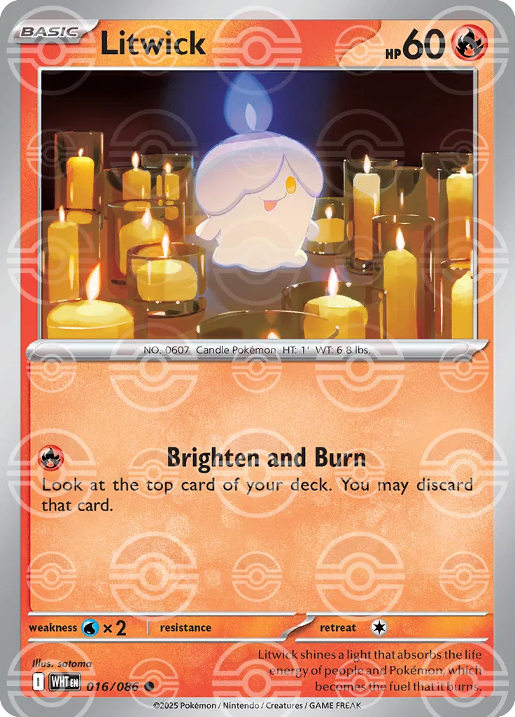 Litwick (Poke Ball Pattern) 016/086  - Holofoil SV White Flare