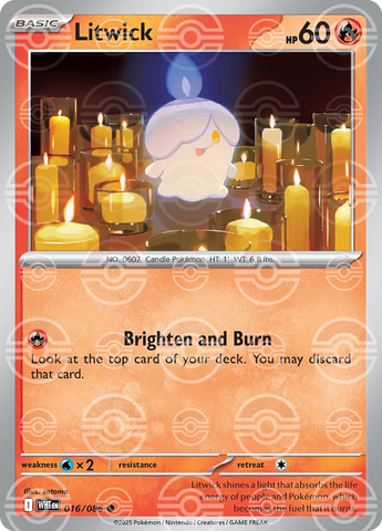 Litwick (Poke Ball Pattern) 016/086  - Holofoil SV White Flare