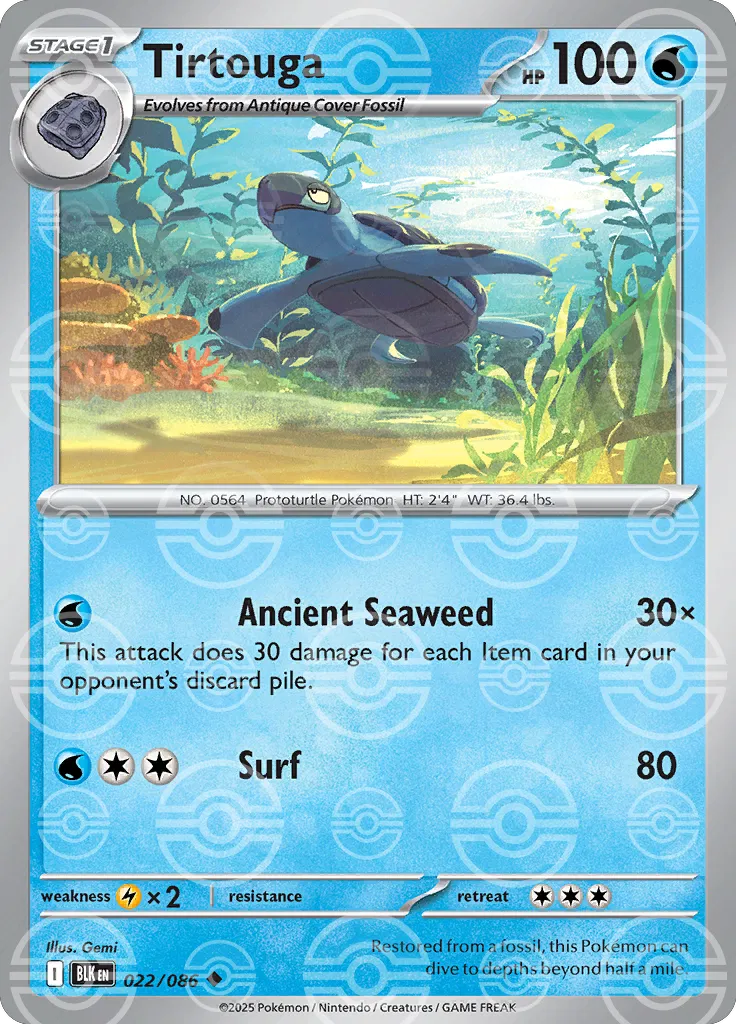 Tirtouga (Poke Ball Pattern) 022/086  - Holofoil SV Black Bolt