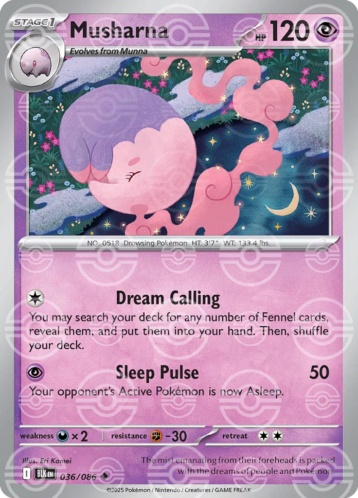 Musharna (Poke Ball Pattern) 036/086  - Holofoil SV Black Bolt