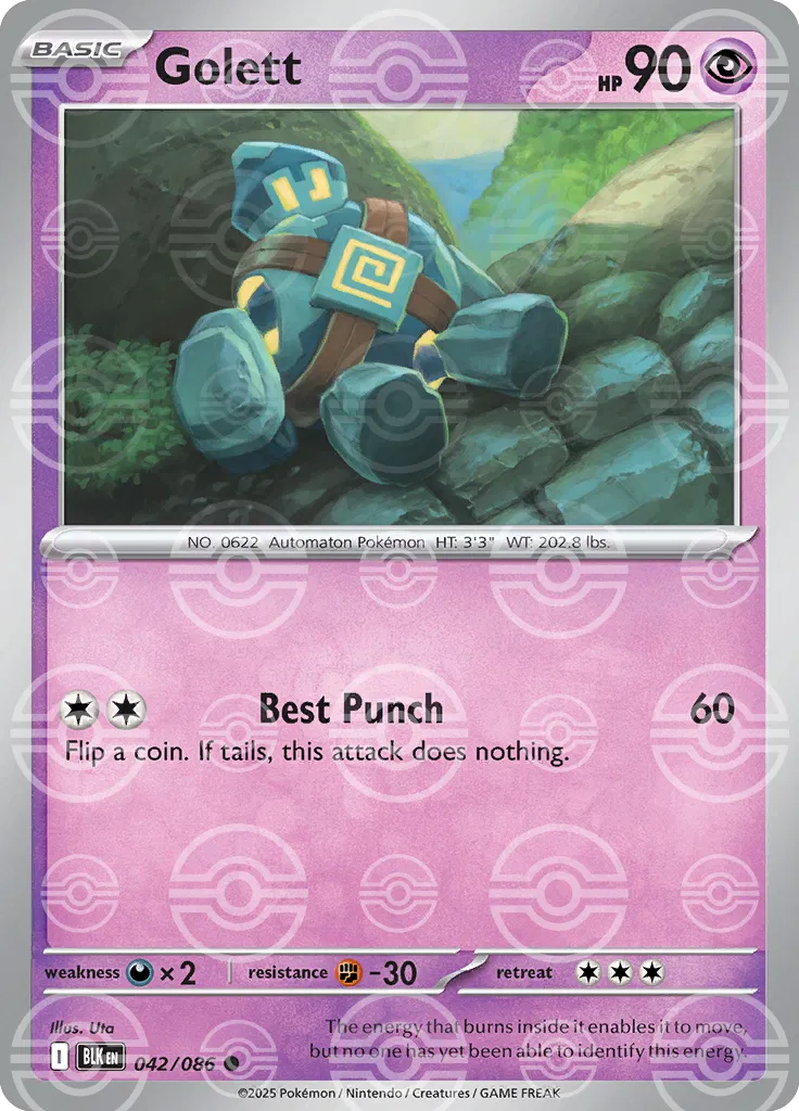 Golett (Poke Ball Pattern) 042/086 - Holofoil SV Black Bolt