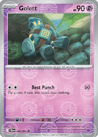 Golett (Poke Ball Pattern) 042/086 - Holofoil SV Black Bolt