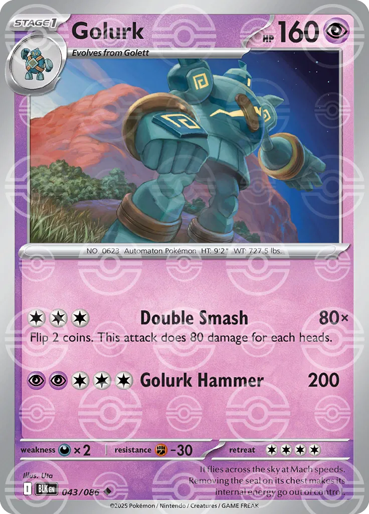 Golurk (Poke Ball Pattern) 043/086  - Holofoil SV Black Bolt