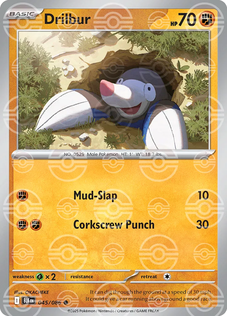 Drilbur (Poke Ball Pattern) 045/086 - Holofoil SV Black Bolt