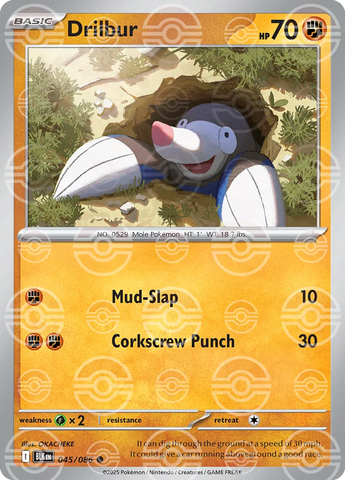 Drilbur (Poke Ball Pattern) 045/086 - Holofoil SV Black Bolt