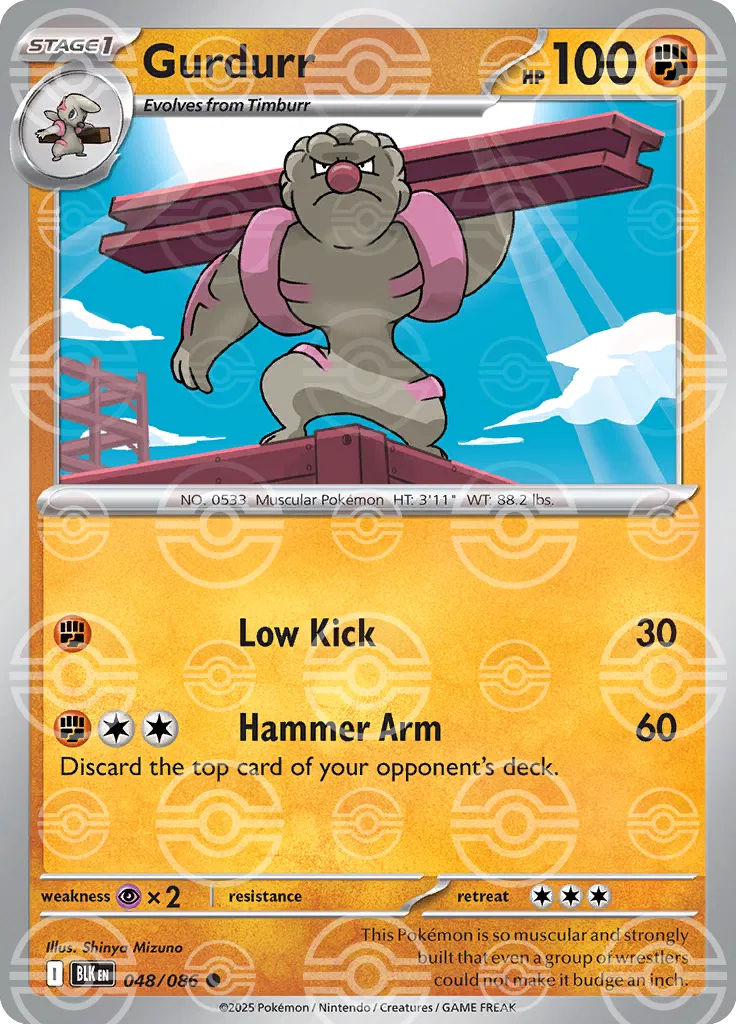 Gurdurr (Poke Ball Pattern) 048/086  - Holofoil SV Black Bolt