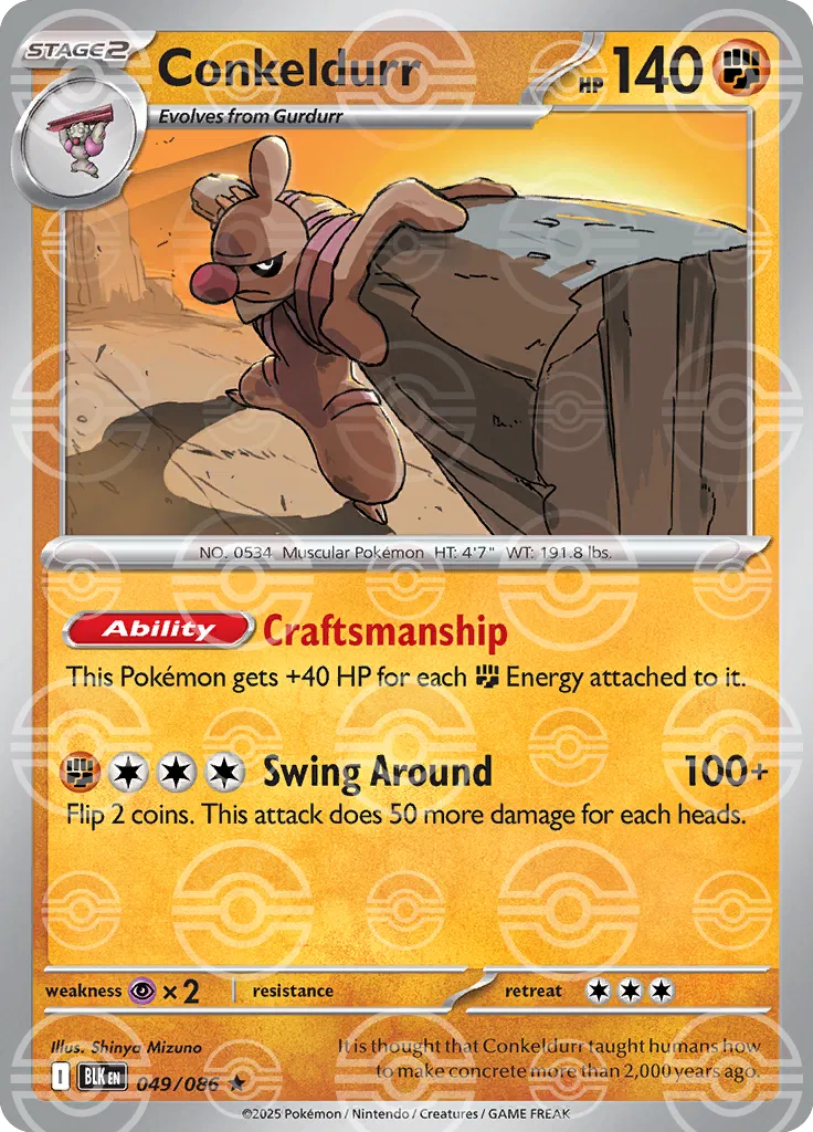 Conkeldurr (Poke Ball Pattern) 049/086 - Holofoil SV Black Bolt