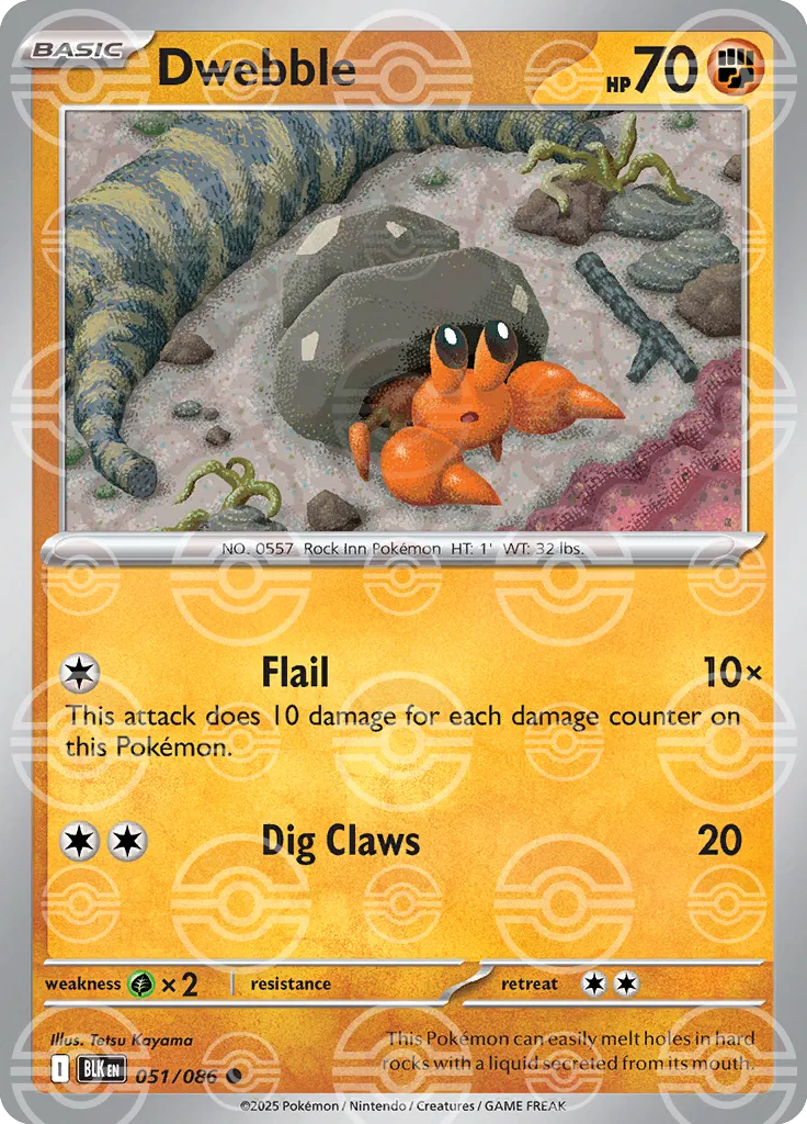 Dwebble (Poke Ball Pattern) 051/086  - Holofoil SV Black Bolt