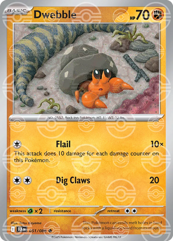 Dwebble (Poke Ball Pattern) 051/086  - Holofoil SV Black Bolt