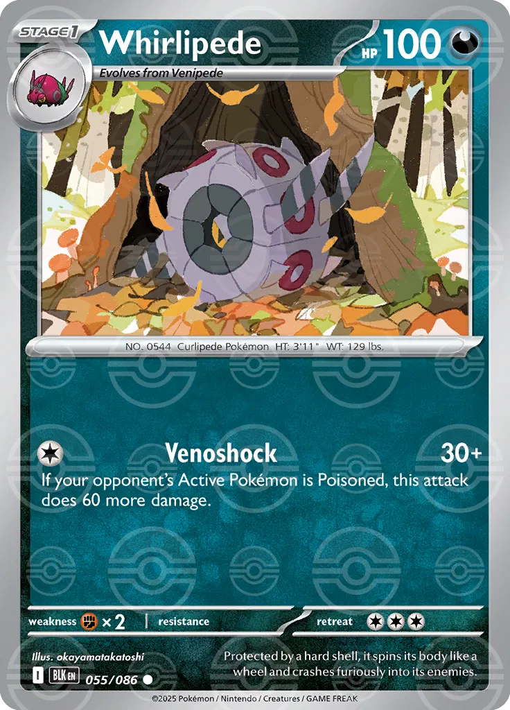 Whirlipede (Poke Ball Pattern) 055/086  - Holofoil SV Black Bolt