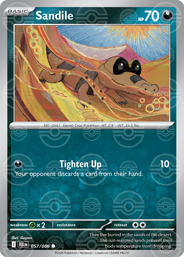 Sandile (Poke Ball Pattern) 057/086  - Holofoil SV Black Bolt