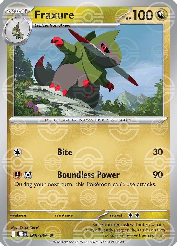 Fraxure (Poke Ball Pattern) 069/086  - Holofoil SV Black Bolt