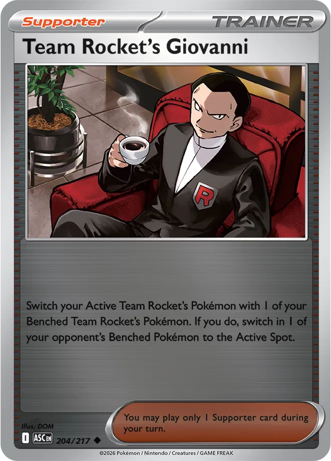 Team Rocket's Giovanni 204/217  - Reverse Holofoil ME Ascended Heroes - Uncommon
