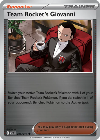 Team Rocket's Giovanni 204/217  - Reverse Holofoil ME Ascended Heroes - Uncommon