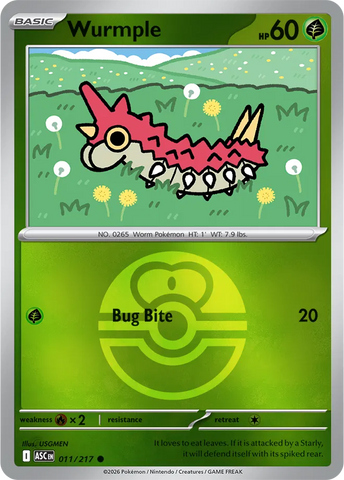 Wurmple (Love Ball) 011/217 - Reverse Holofoil ME Ascended Heroes - Common