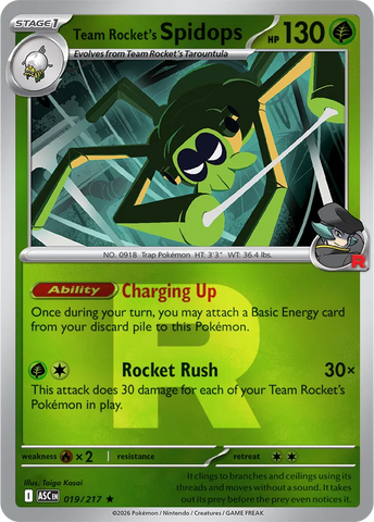 Team Rocket's Spidops (Team Rocket) 019/217  - Reverse Holofoil ME Ascended Heroes - Rare