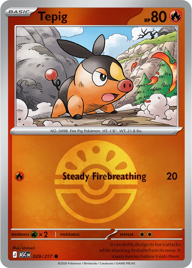 Tepig (Friend Ball) 029/217  - Reverse Holofoil ME Ascended Heroes - Common