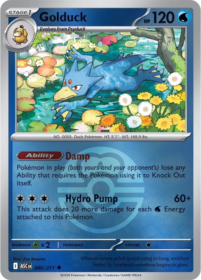 Golduck (Love Ball) 040/217  - Reverse Holofoil ME Ascended Heroes - Uncommon
