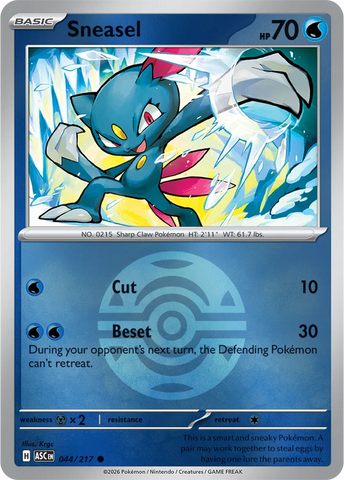 Sneasel (Dusk Ball) 044/217  - Reverse Holofoil ME Ascended Heroes - Common