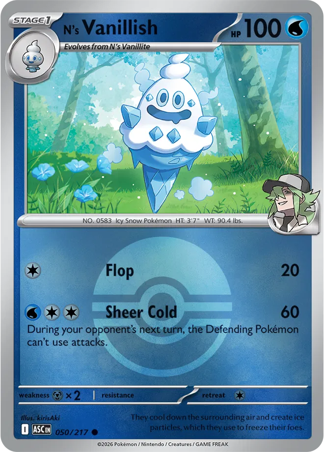 N's Vanillish (Poke Ball) 050  - Reverse Holofoil ME Ascended Heroes - Common