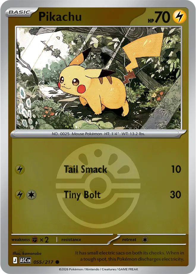 Pikachu (Friend Ball) 055/217  - Reverse Holofoil ME Ascended Heroes - Common