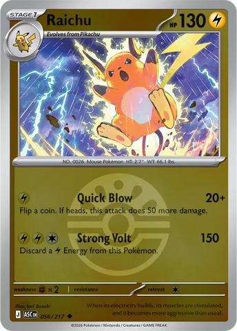 Raichu (Friend Ball) 056/217  - Reverse Holofoil ME Ascended Heroes - Uncommon