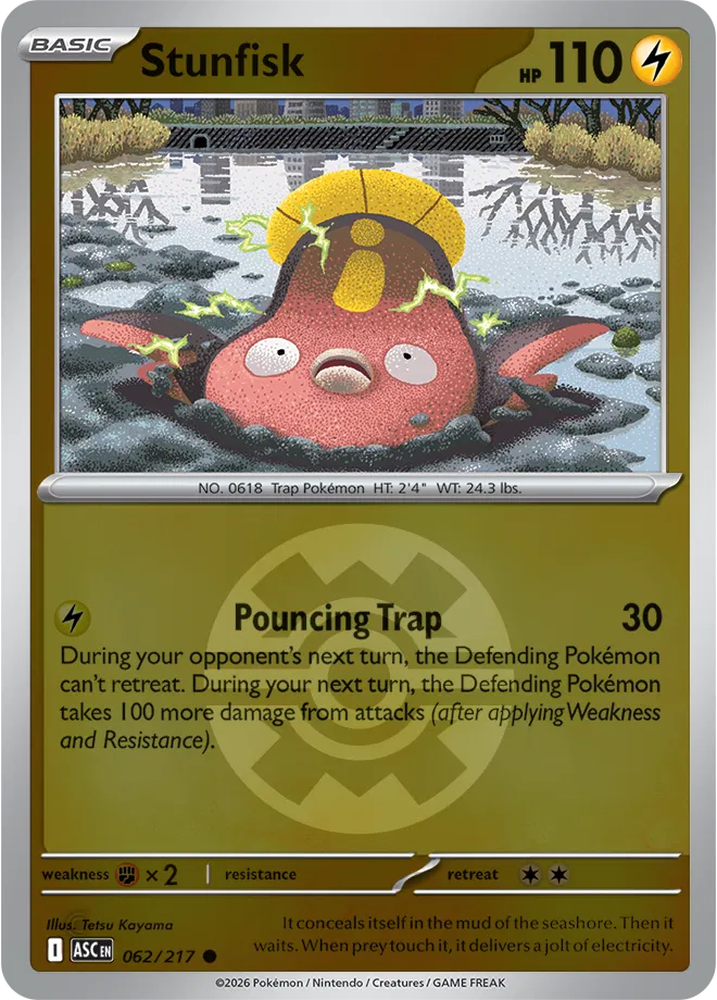Stunfisk (Quick Ball) 062/217  - Reverse Holofoil ME Ascended Heroes - Common