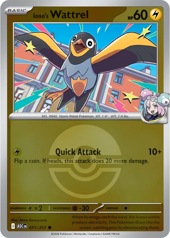 Iono's Wattrel (Poke Ball) 071/217 - Reverse Holofoil ME Ascended Heroes