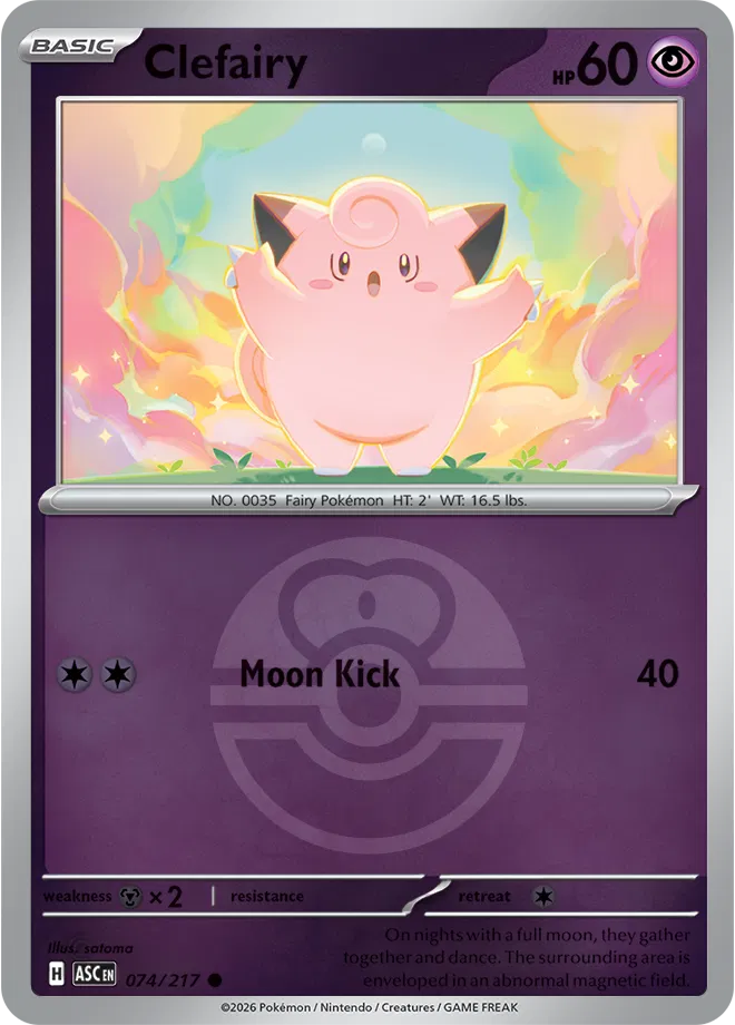 Clefairy (Love Ball) 074/217  - Reverse Holofoil ME Ascended Heroes - Common