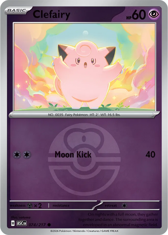 Clefairy (Love Ball) 074/217  - Reverse Holofoil ME Ascended Heroes - Common