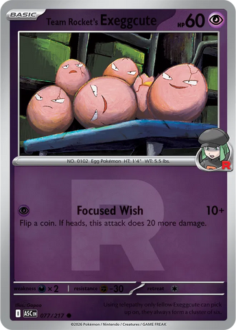 Team Rocket's exeggcute (Team Rocket) 077/217  - Reverse Holofoil ME Ascended Heroes - Common